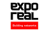 EXPO REAL Logo mit "Building networks" in rotem Feld.