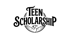 "Teen Scholarship" logo in black script with an eagle icon on a dark green background.