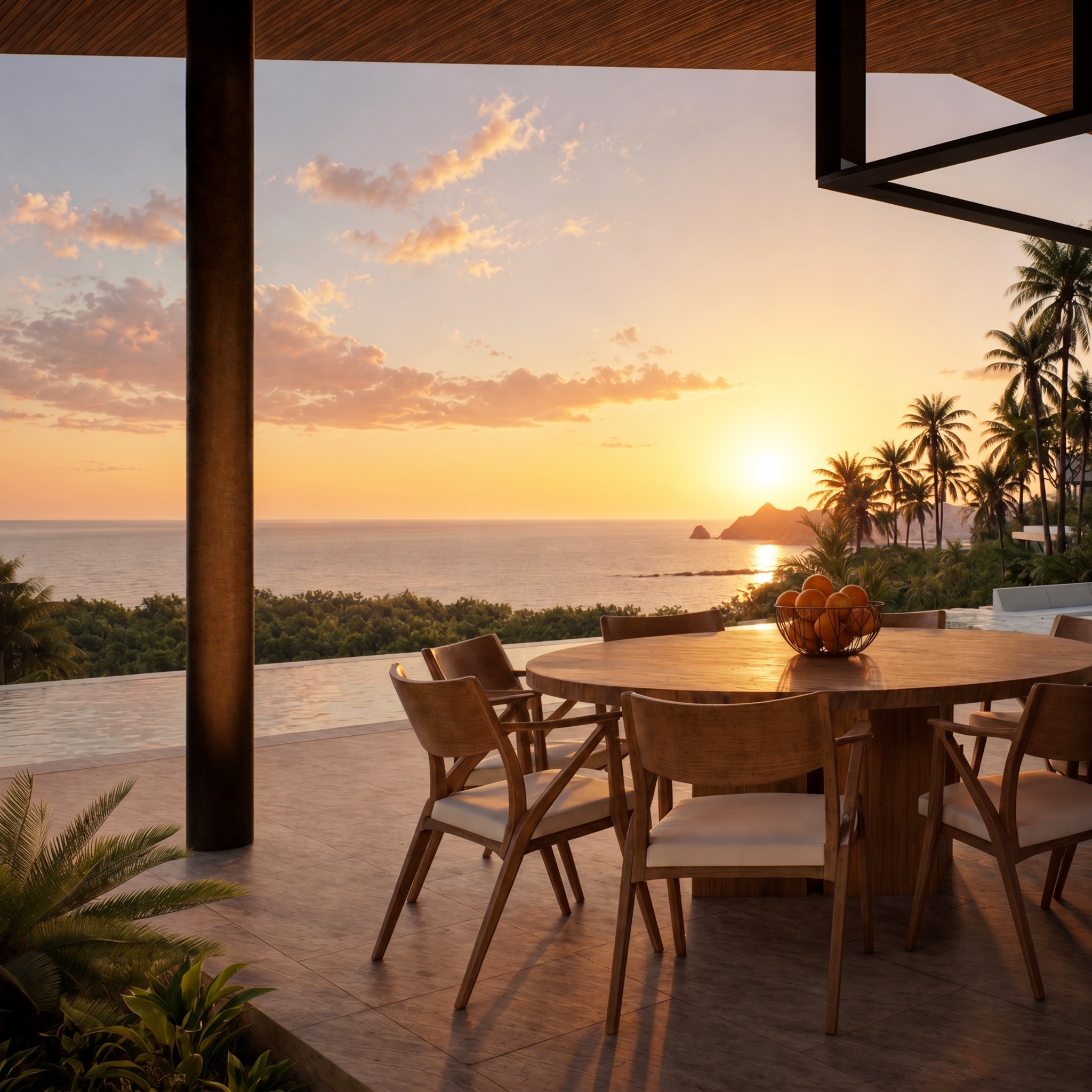 Sunset terrace with ocean view