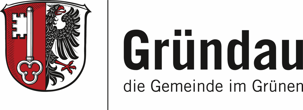 Logo von Lügde: Rote Skyline, blauer Hügel, Schriftzug "Lügde Staatlich anerkannter Erholungsort".