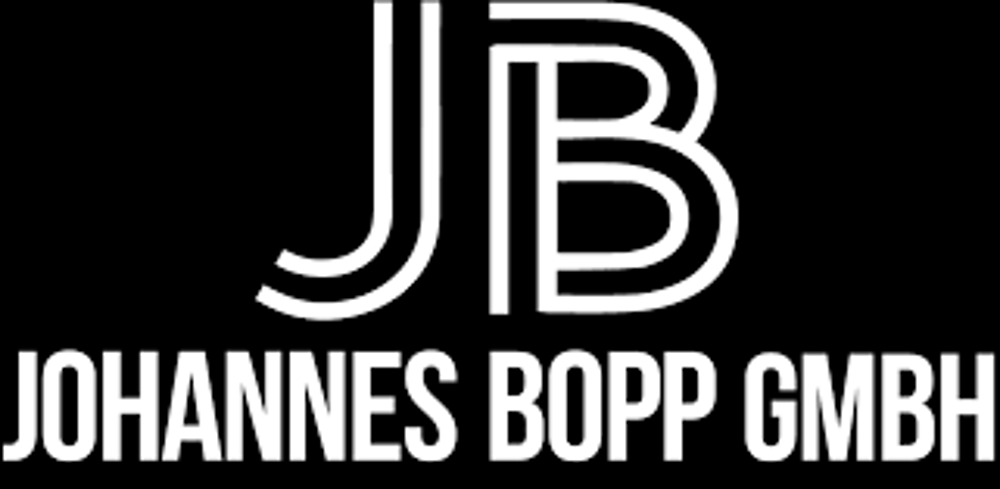 Logo von Johannes Bopp GmbH mit den Großbuchstaben JB in Weiß auf schwarzem Hintergrund.