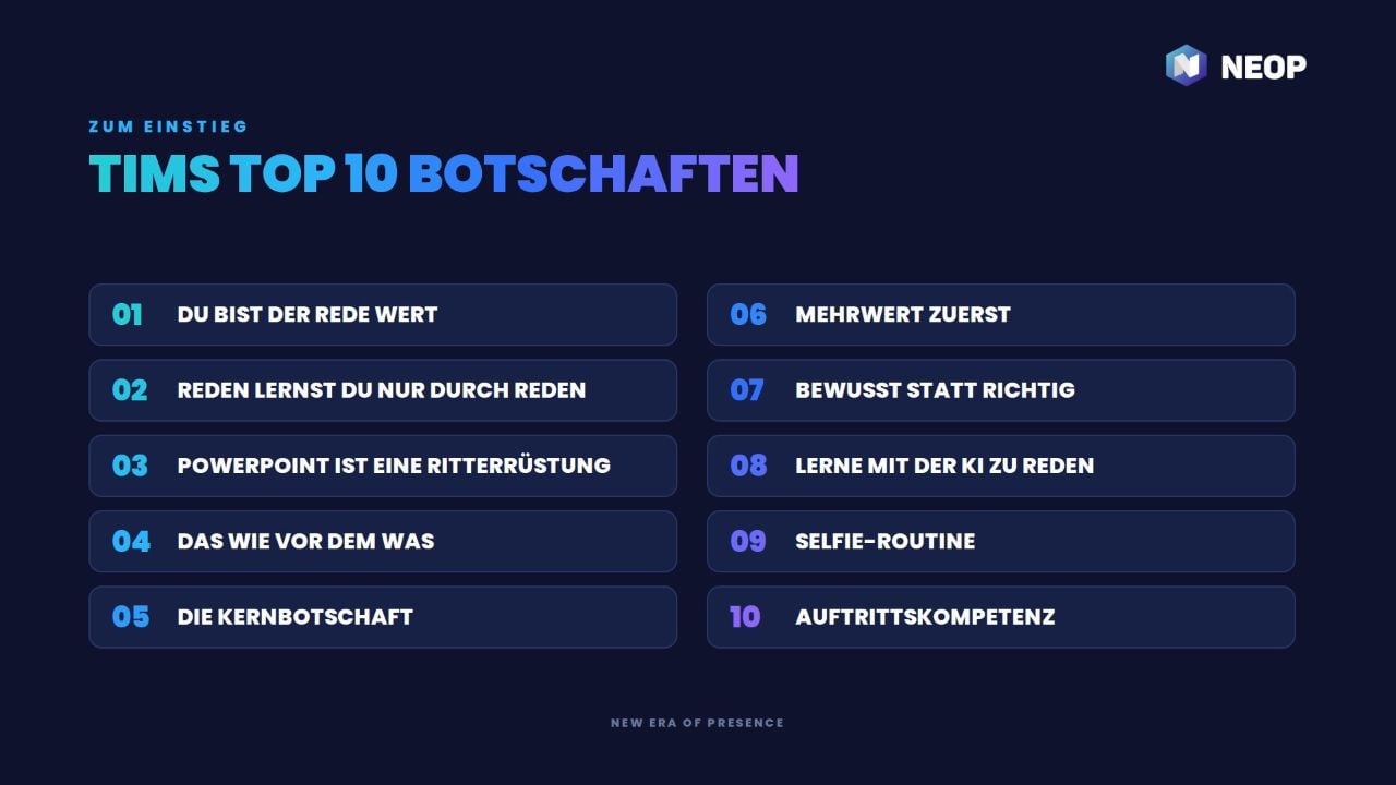 Folie aus dem Foliensatz Tims Top 10: die zehn Botschaften im Überblick