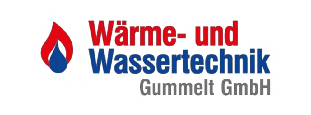 Logo der Wärme- und Wassertechnik Gummelt GmbH mit Flammen- und Wassertropfen-Symbol.