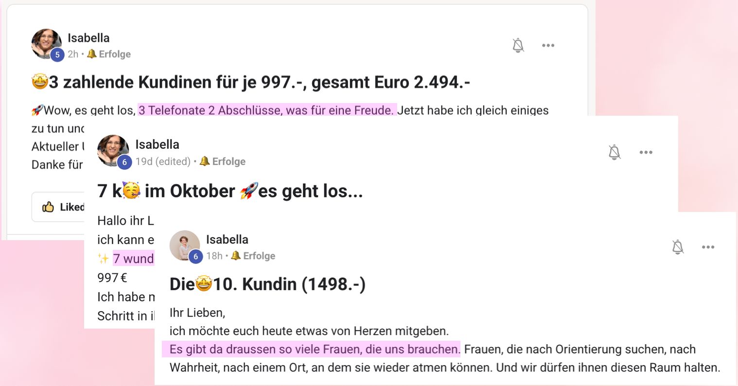 Isabella: Erfolge im Verlauf