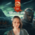 A woman with a flower in her hair in front of a fantasy landscape with a knight and "WORLDS WITHOUT END" text.
