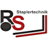 Logo mit den Buchstaben "RS" in Schwarz und Rot, darunter schwarze und rote Linien, daneben "Staplertechnik".