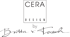 Logo "CERA DESIGN" in einem Quadrat, darunter "by Britta v. Tasch" in Schreibschrift auf dunkelgrünem Hintergrund.