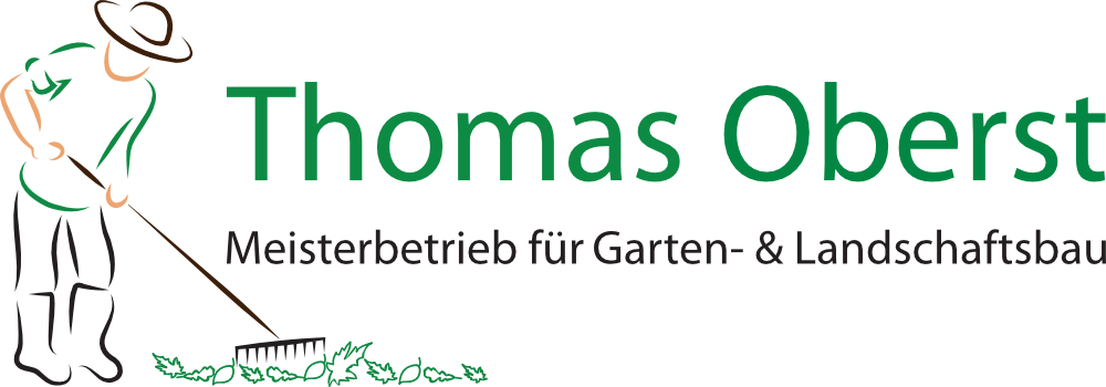 Thomas Oberst. Logo in Form eines Gartenpflegers.
