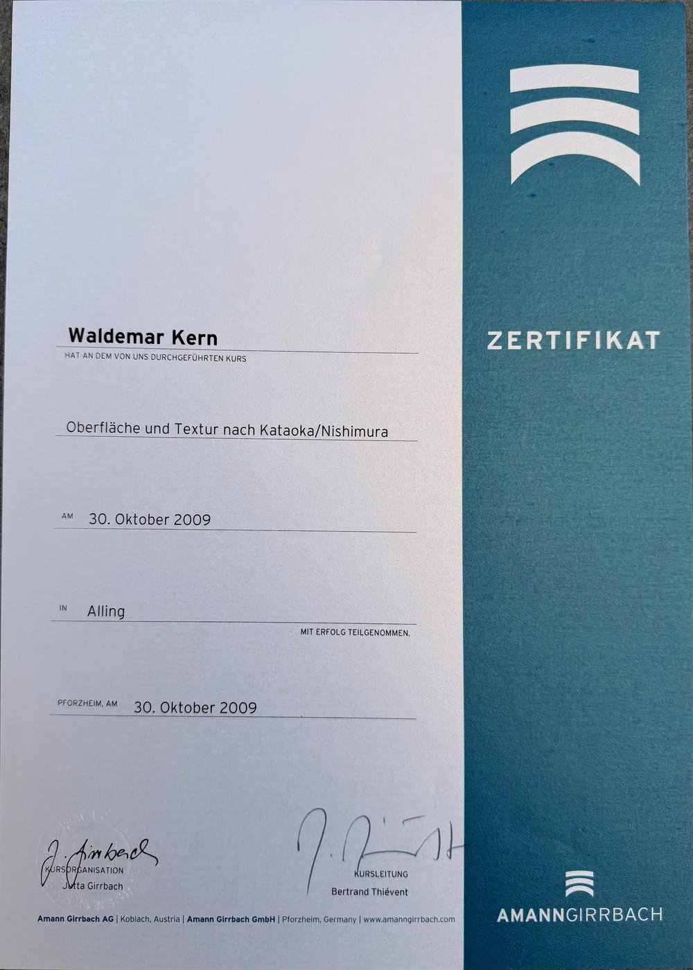 Fortbildungszertifikat 10 von ADU-Dental