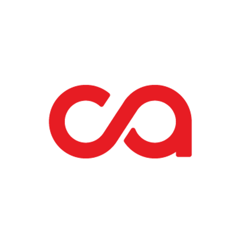 Weißer Schriftzug carodesign mit verbundenem c und a sowie einem Punkt am Ende auf schwarzem Hintergrund.