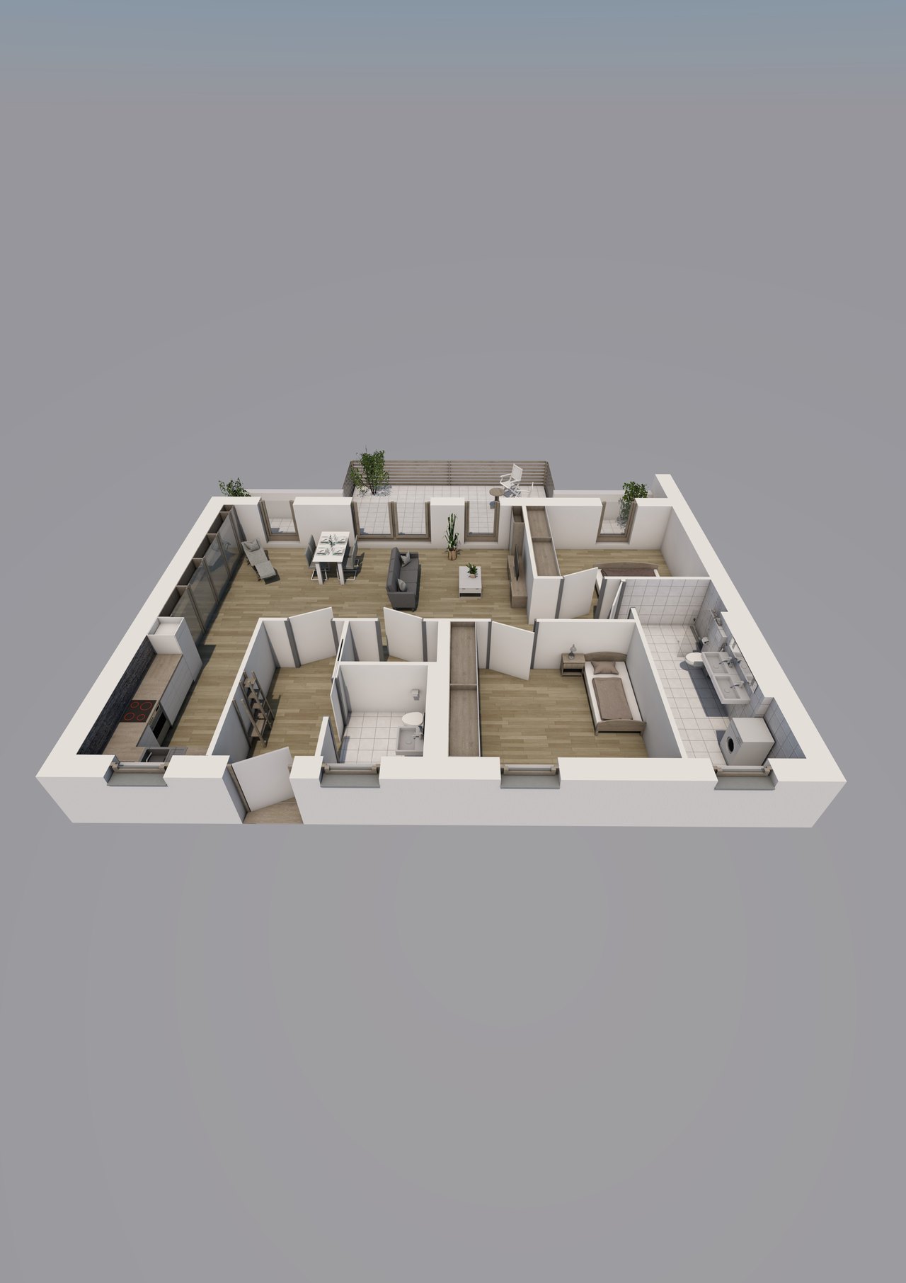 Grundriss Wohnung Typ F, 3 Zimmer