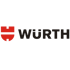 Rotes und schwarzes Würth-Logo auf dunkelgrünem Hintergrund.