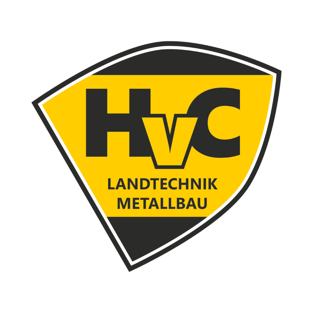 HVC Landtechnik Metallbau Logo in Gelb und Schwarz, schildförmig.
