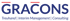 Gracons Logo mit Text: Treuhand | Interim Management | Consulting.