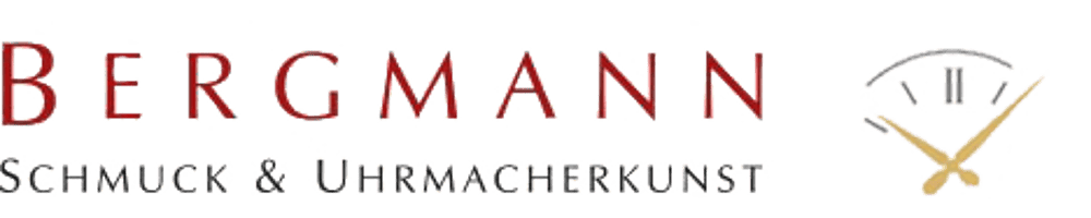 BERGMANN Schmuck & Uhrmacherkunst Logo mit Uhrzeiger-Grafik.