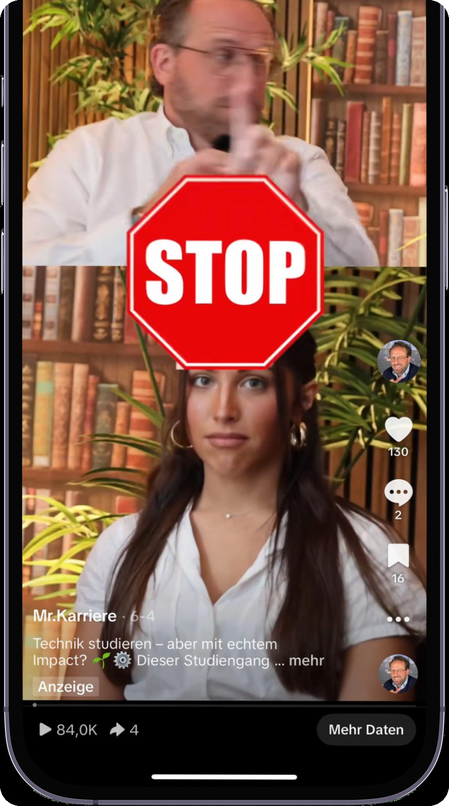Das Kampagnenvideo der FH Wiener Neustadt auf dem Smartphone