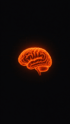 Glowing orange human brain against a dark background.