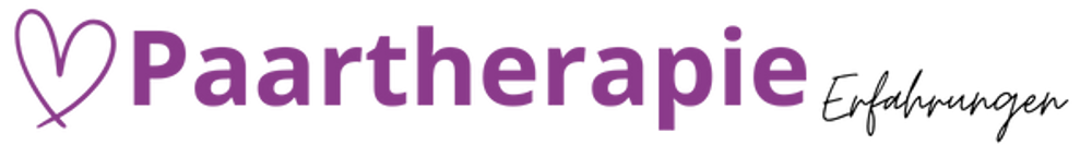 Lila Wort "Paartherapie" mit einem Herz und schwarzem Wort "Erfahrungen".