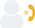 Personensymbol neben einem gelben Telefonhörer mit einem "X".