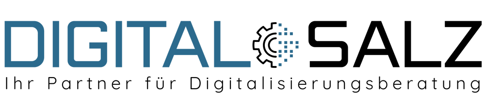 DIGITAL SALZ Logo mit Zahnrad-Symbol und Text "Ihr Partner für Digitalisierungsberatung".