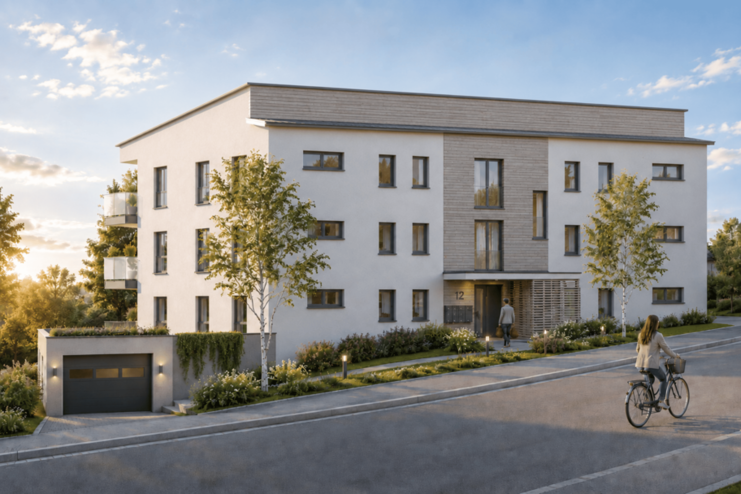 Visualisierung des Neubaus mit 2- und 3-Zimmer-Wohnungen in Bayerbach bei Ergoldsbach