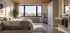 Blick in Schlafzimmer, Flur und Bad einer Altbauwohnung
