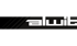 Alwit-Logo in Weiß auf schwarzem Band mit diagonalen Streifen und grünem Hintergrund