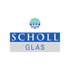 Logo von SCHOLL GLAS mit einem stilisierten Globus darüber.