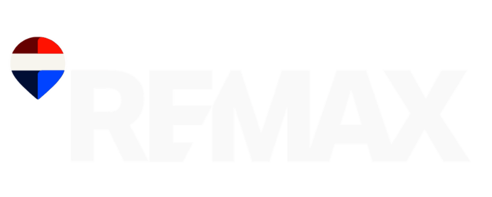 REMAX Logo in weißer Schrift auf schwarzem Hintergrund mit rot-weiß-blauem Heißluftballon-Symbol links daneben.