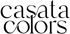 Schwarzer Text "casata colors" auf dunkelgrünem Hintergrund.