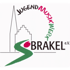 Logo: Jugendmusikwerk Brakel e.V. mit stilisierten Gebäuden und einem geschwungenen grünen Element.