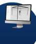 Ein Monitor zeigt eine 3D-Ansicht eines schwarzen Pavillons mit einer Person darin, daneben ein Menü.