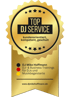 Goldenes Qualitätssiegel „TOP DJ SERVICE“ – kundenorientiert, kompetent und geschult, mit Kontaktdaten von DJ PM