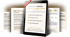 Tablet mit E-Book „Dein persönlicher Positionierungs-Check“ und aufgefächerten Inhaltsseiten auf schwarzem Hintergrund.