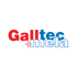 Galltec und mela Logo in Rot und Blau auf dunklem Hintergrund.