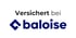 Text "Versichert bei" über dem Baloise-Logo in Dunkelblau.