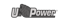 Graues U-Power Logo mit einem brüllenden Löwenkopf auf schwarzem Hintergrund.