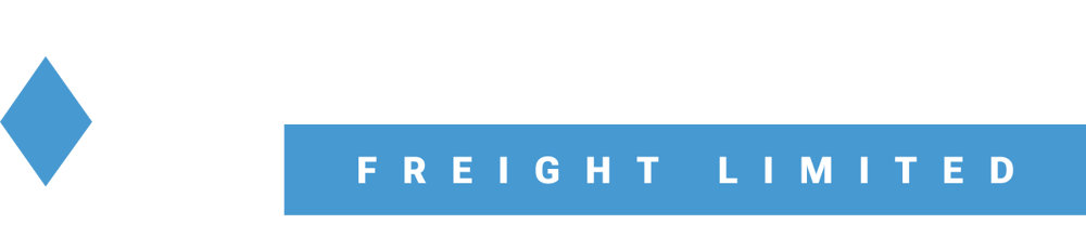 Diamond Freight Limited logo, white text on a dark green background, with a blue diamond and white arrow graphic.