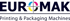Firmenlogo EUROMAK Printing & Packaging Machines, mit CMYK-Farbsymbolen im "O".