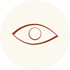 Braune Strichzeichnung eines Auges in einem hellbeige farbigen Kreis.