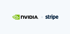 Eine visuelle Darstellung der Partnerschaft zwischen den Technologieunternehmen NVIDIA und Stripe. Das Bild zeigt das NVIDIA-Logo, einen grün-weißen, verwirbelten Kreis neben dem Namen 'NVIDIA' in Grün, gefolgt von einem Pluszeichen und dem Stripe-Logo, dem Namen 'stripe' in dunkelblauer Schrift.