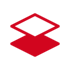 Rotes, rautenförmiges Logo auf dunkelgrünem Hintergrund, bestehend aus zwei verbundenen Rauten.