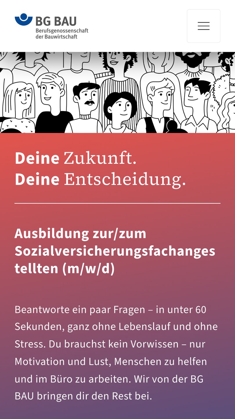 Die Landingpage für die Ausbildung zur Sozialversicherungsfachangestellten