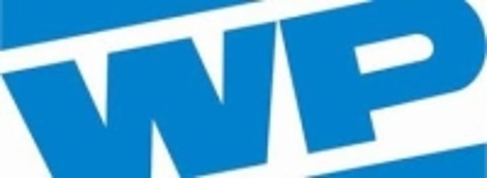 Blaues WordPress-Logo mit den stilisierten Buchstaben "WP" auf weißem Hintergrund.