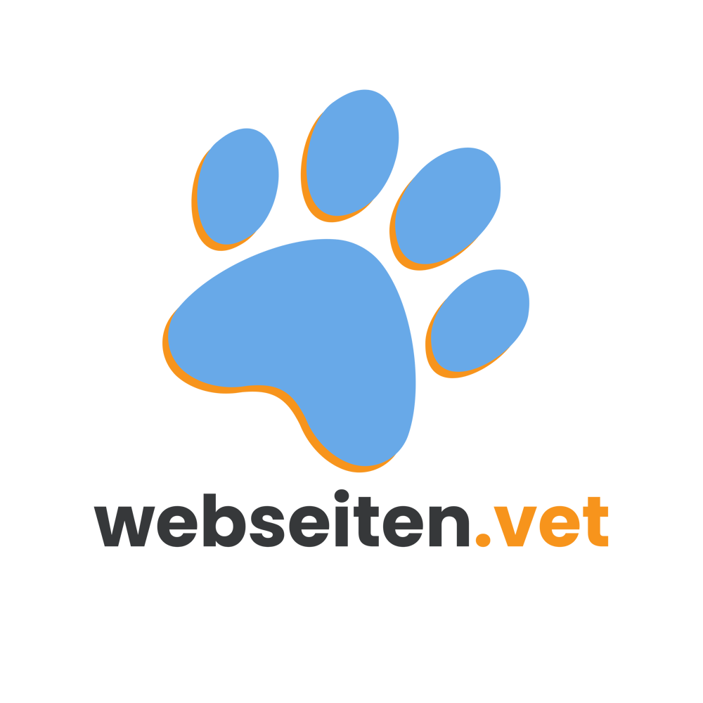 Logo webseiten.vet mit einer orange/blauen Tierpfote