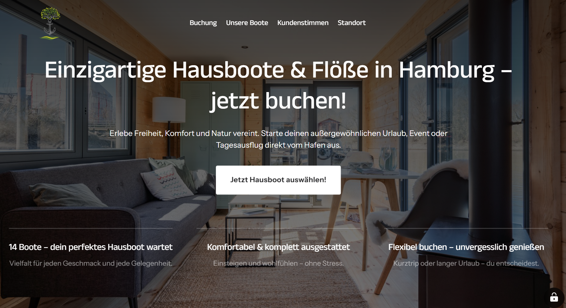 Landingpage Beispiel Hausboot Charter Hamburg