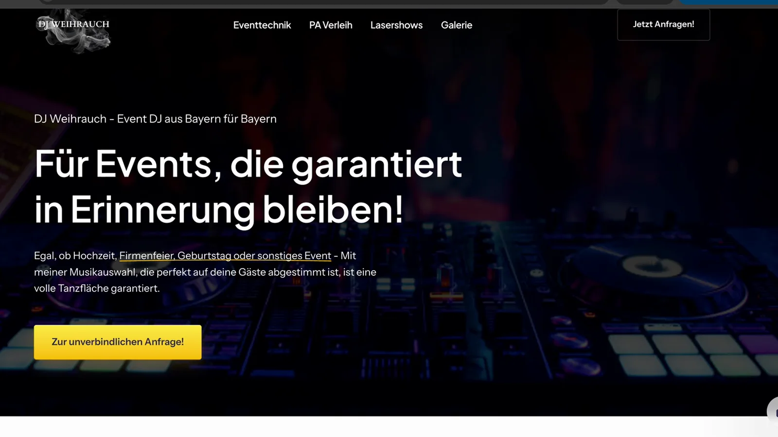 DJ Weihrauch – fertige Website