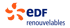 Logo von EDF renouvelables: eine orangefarbene Blütenform neben dem dunkelblauen Text "eDF renouvelables".