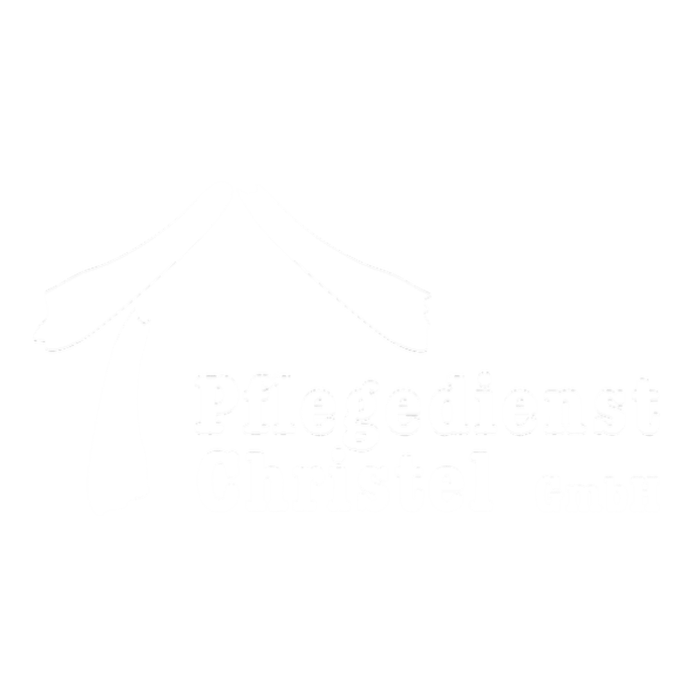 Grünes Logo mit weißem Hausumriss und dem Text "Pflegedienst Christel GmbH".