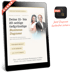 Tablet zeigt PDF-Angebot für eine kostenfreie Business-Diagnose mit Experten-Porträt und Button für mehr Umsatz.